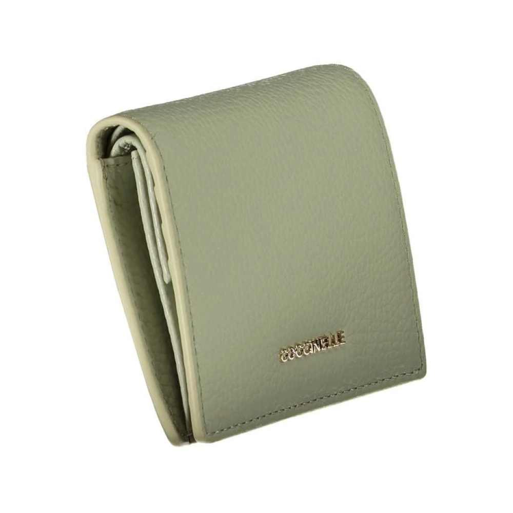 Coccinelle Groen Leren Portemonnee met Automatische Sluiting Green Dames