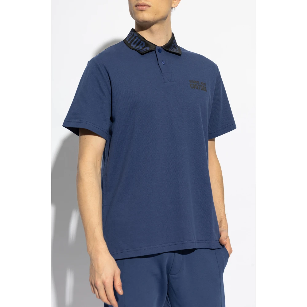Versace Jeans Couture Polo met bedrukt logo Blue Heren