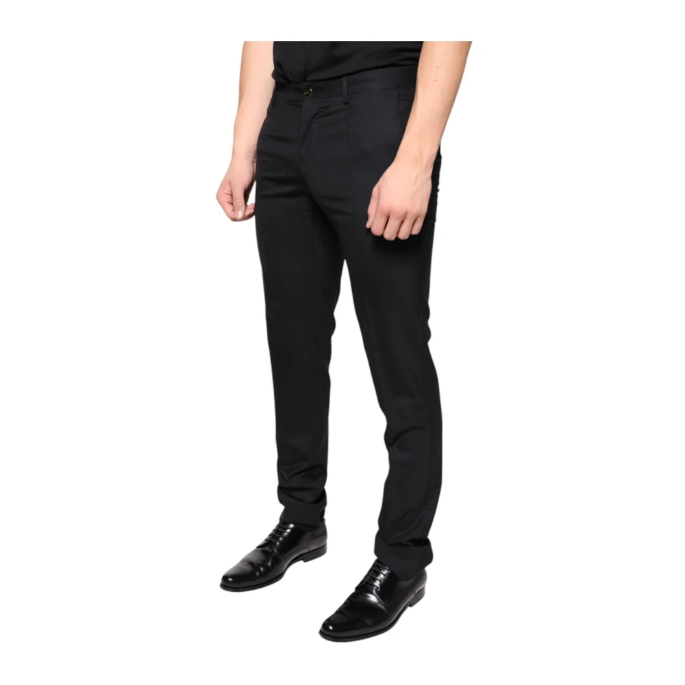 Dolce & Gabbana Zwarte Wol Skinny Jurk Broek Black Heren