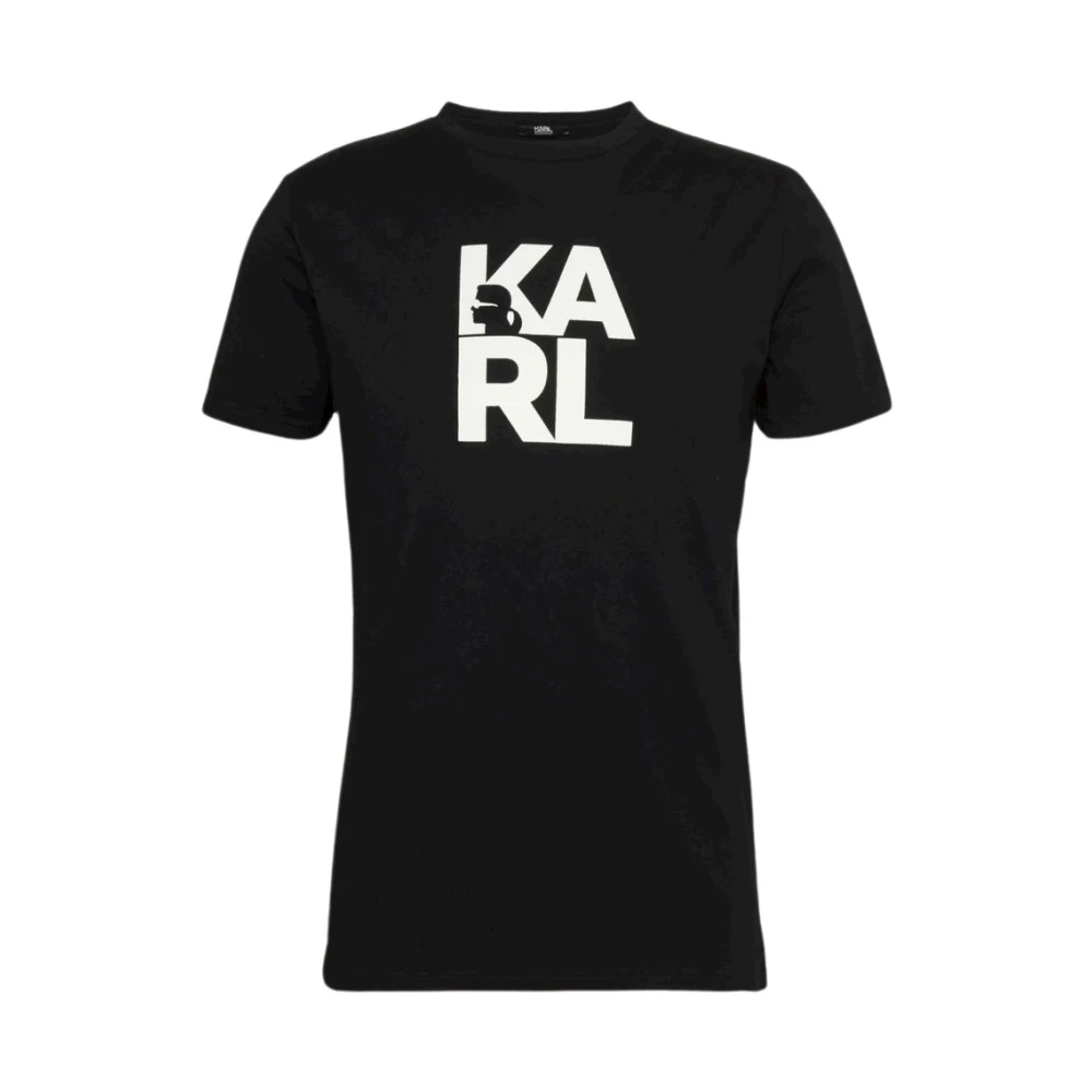 Karl Lagerfeld Stijlvolle Bedrukte Half Sleeve Katoenen Shirt Black Heren