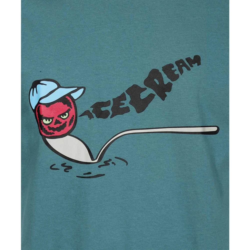Icecream Logo Print Katoenen T-shirt Blue Heren