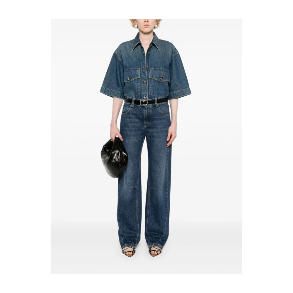 Khaite Blauwe Denim Overhemd Puntkraag Blue Dames
