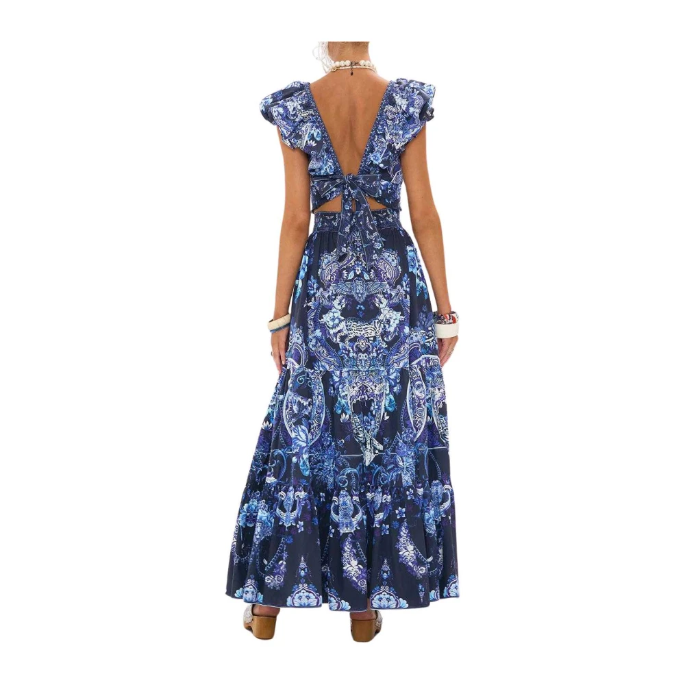 Camilla Blauwe Frill Top Middernacht Elegantie Blue Dames