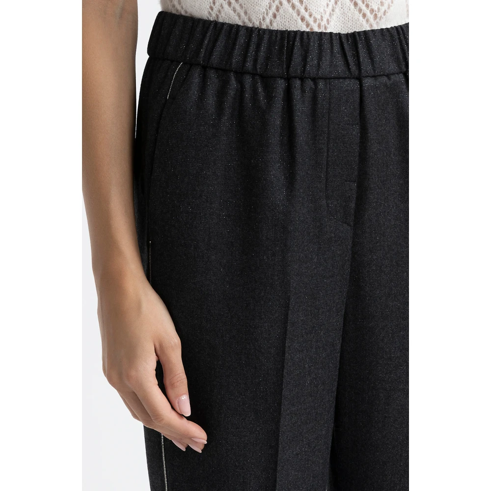 PESERICO Wol en lurex wortelbroek Black Dames