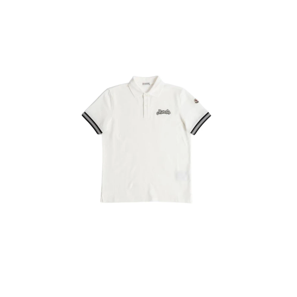 Moncler Wit Geborduurd Poloshirt White Heren