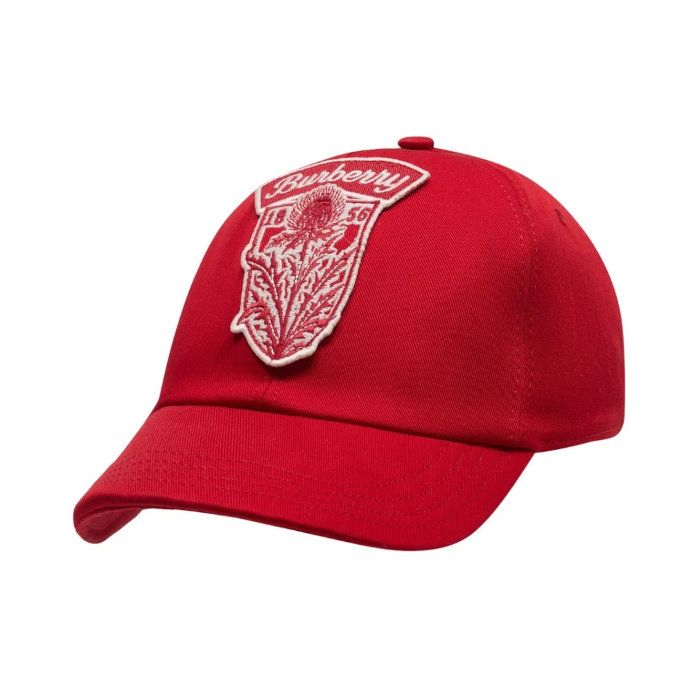 Burberry Unisex Red Hats & Caps, M, Thistle Shield Gabardine Baseball Cap