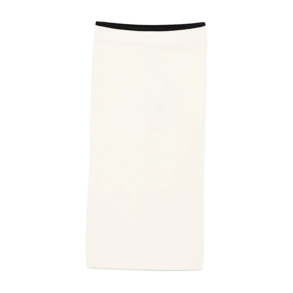 Pinko Women's White Midi Skirts, M, Ribbed Elasticated Waistband Midi Skirt