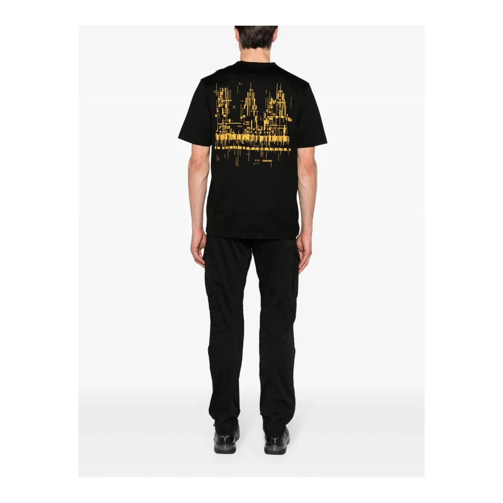 C.P. Company Zwart Ronde Hals Bedrukt T-shirt Black Heren
