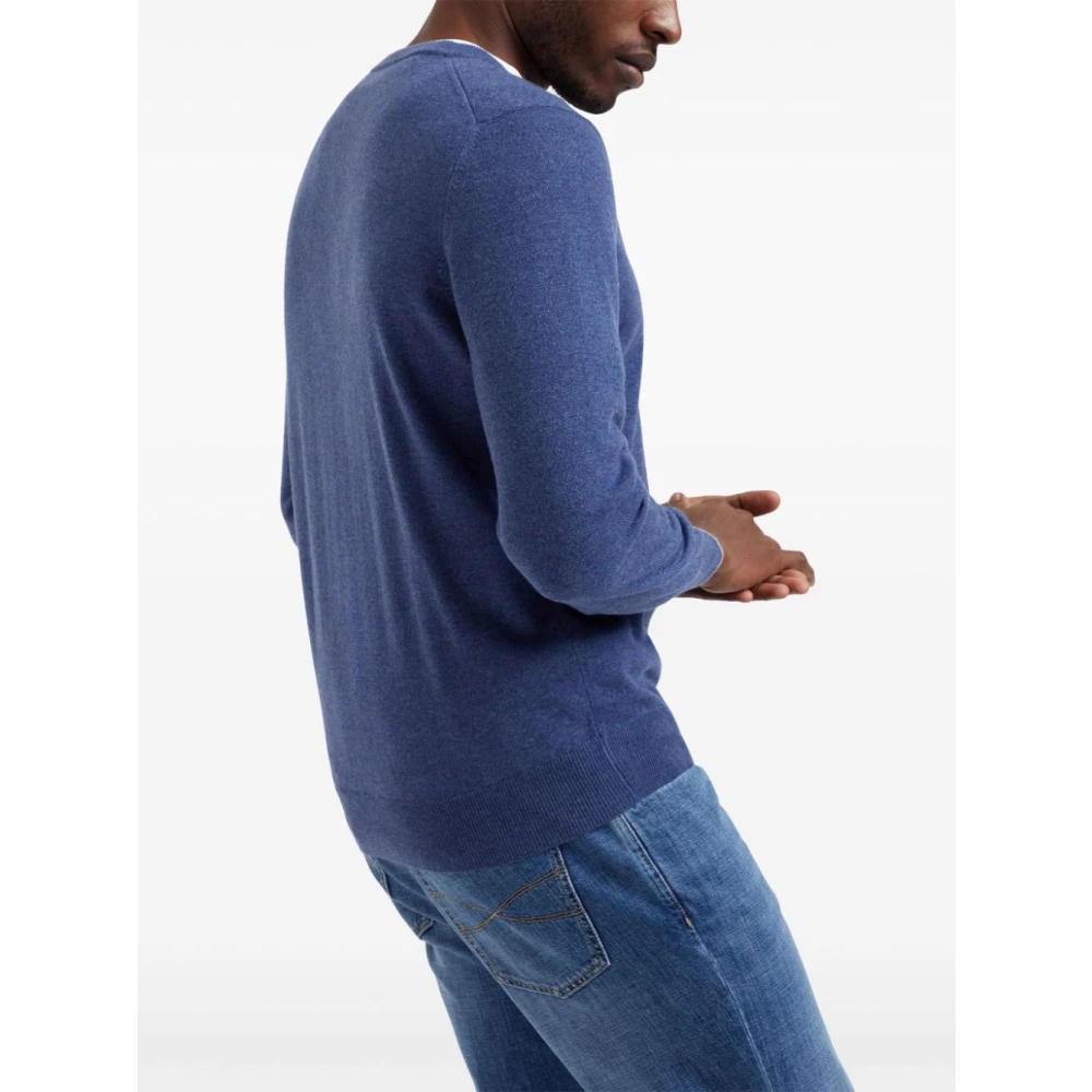 BRUNELLO CUCINELLI Blauwe Cashmere Crew Neck Sweater Blue Heren