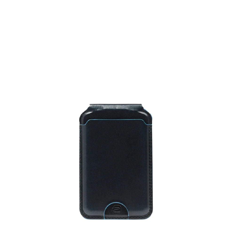 Piquadro Zwarte leren kaarthouder met MagSafe Black Heren