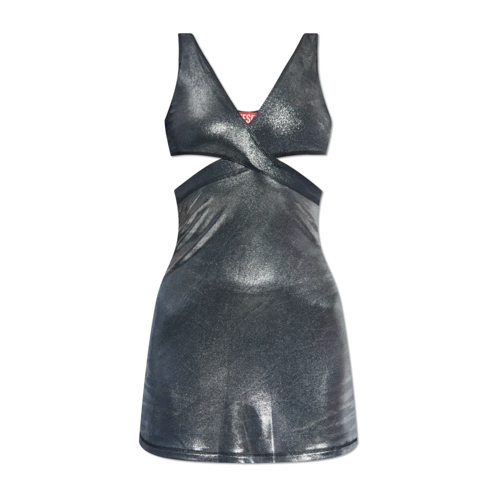 Diesel Grijze Metallic Jurk met Uitsnijding Gray Dames