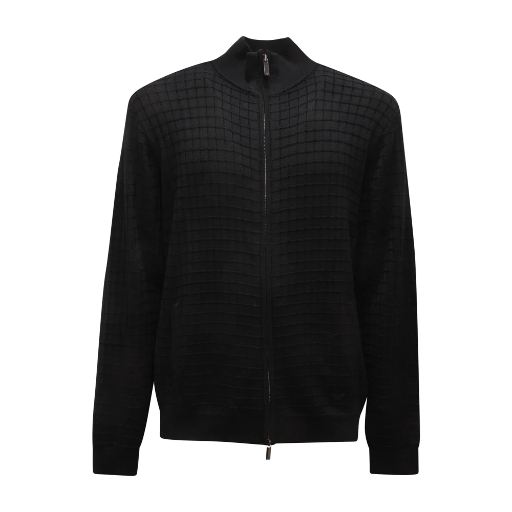 Armani Black Cardigans, Male, Xl, Cardigan Emporio Full-Zip Jumper