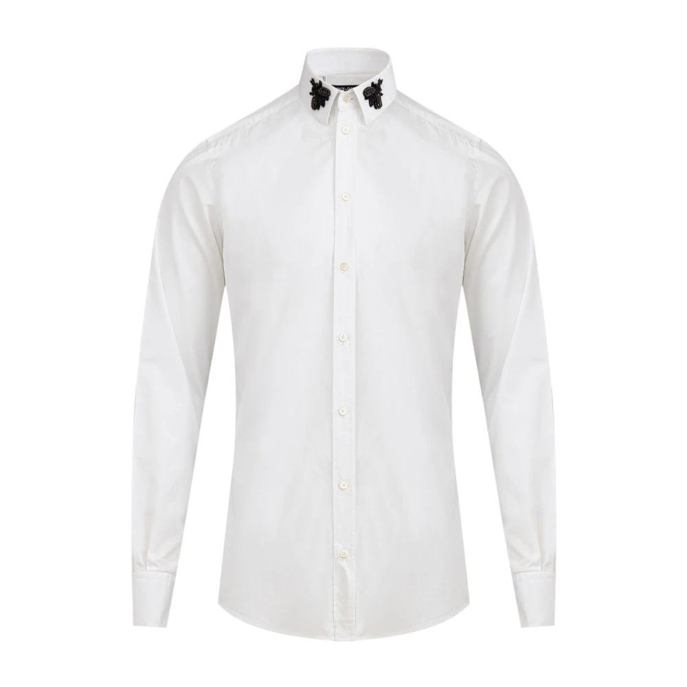 Dolce & Gabbana Geborduurd Reliëf Overhemd White Heren