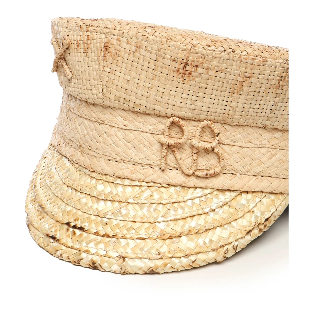 Ruslan Baginskiy Beige Baker Boy Straw Hat Beige Dames