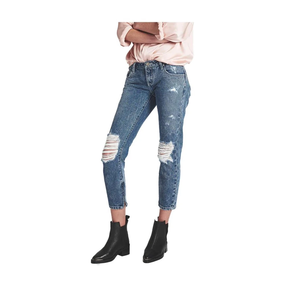 One Teaspoon Katoenen Jeans met Kniel Tranen Blue Dames