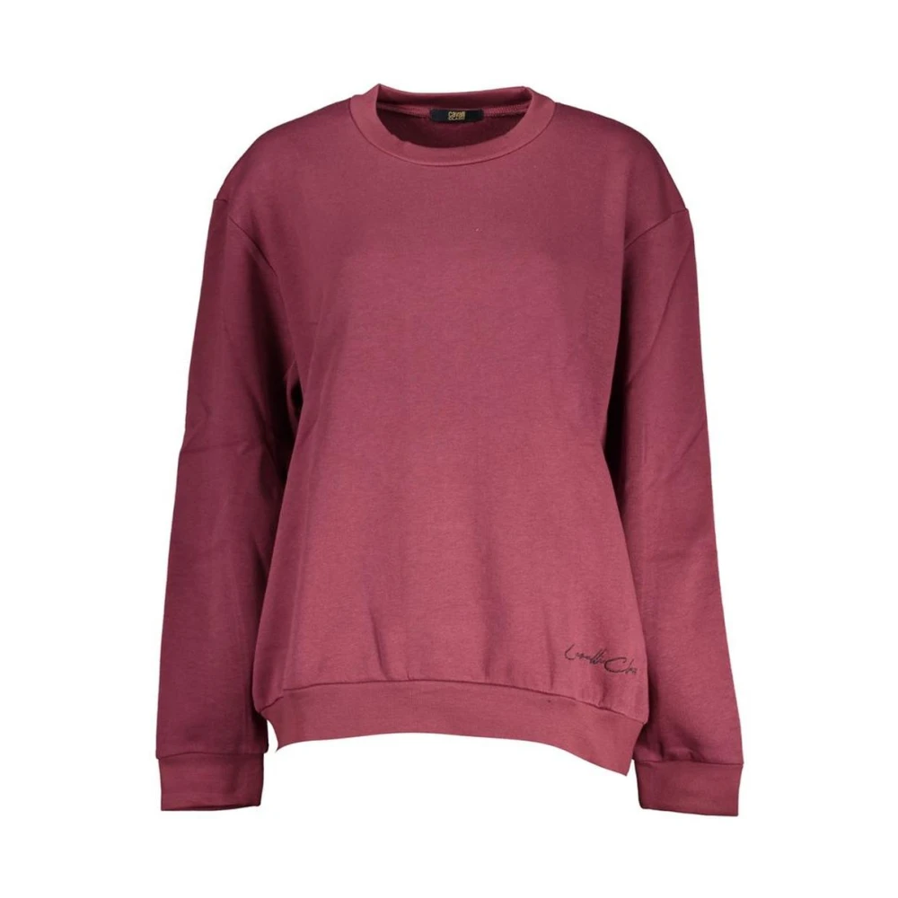 Cavalli Class Women's Purple Crew Neck Sweatshirt With Embroidery - Sweatshirts - L - Sweatshirts & Hoodies