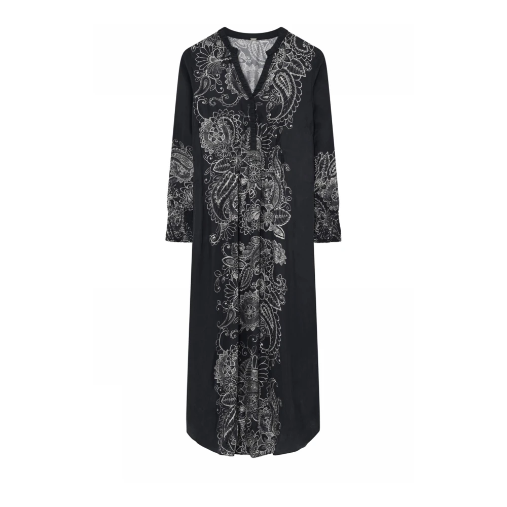 Gustav Lange Jurk met V-Hals en Print Black Dames