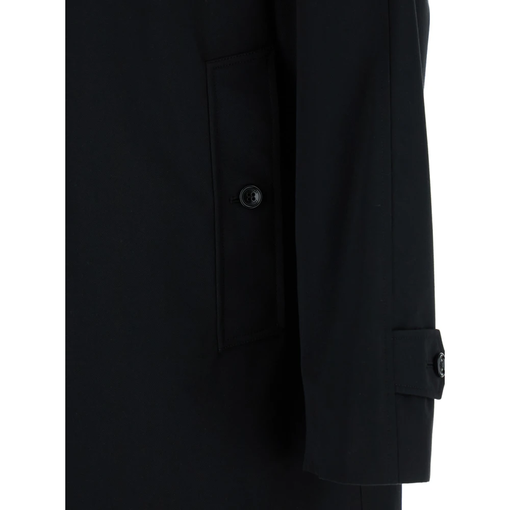 Burberry Zwarte trenchcoat met verborgen sluiting Black Heren