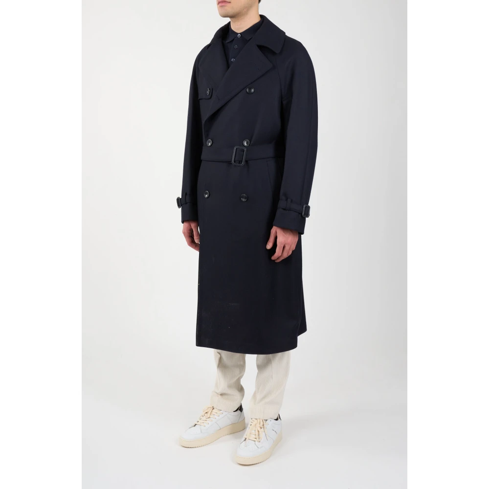 Tagliatore Trenchcoat van waterafstotende diagonale stof Blue Heren