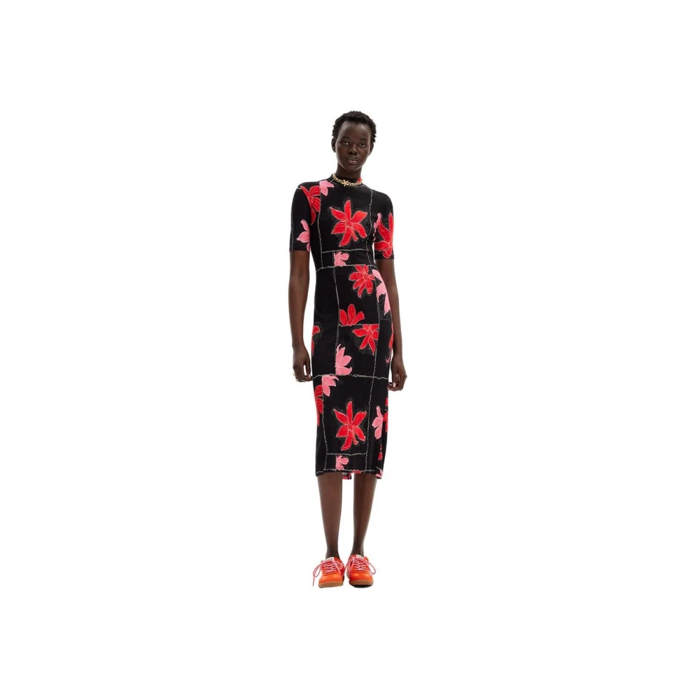Desigual Rode Viscose Blend Maxi Jurk Red Dames