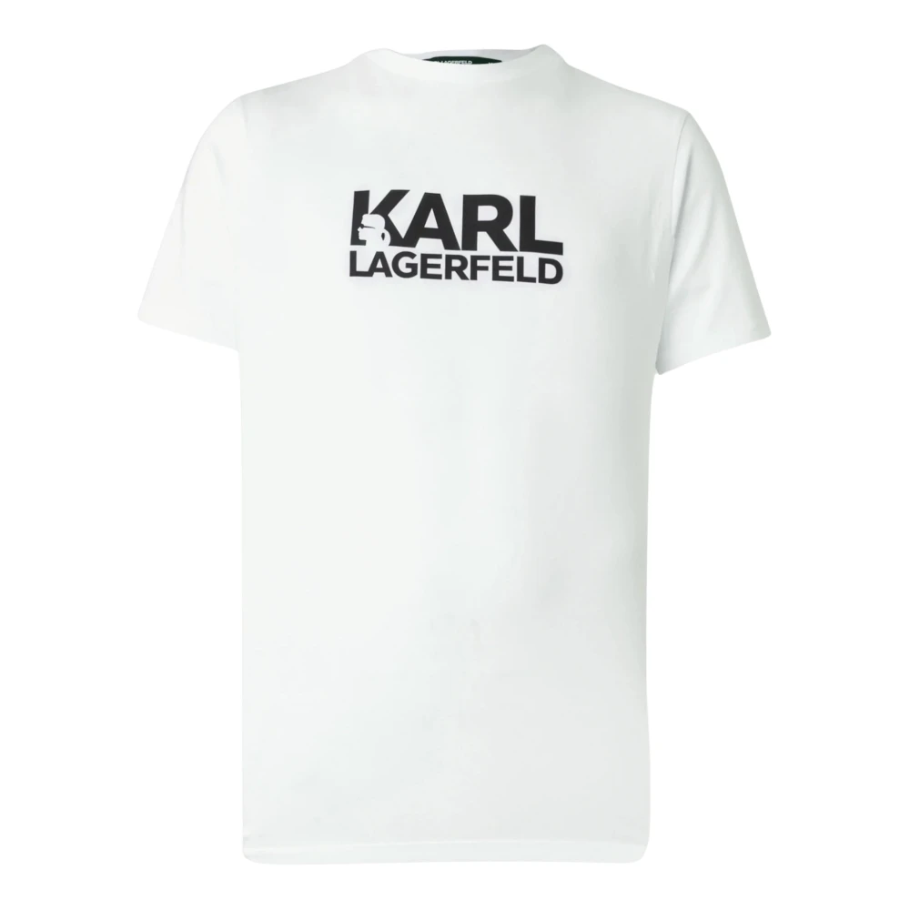 Karl Lagerfeld White T-Shirts, Male, L, Logo-Print T-Shirt