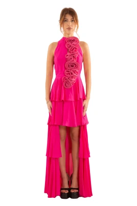 Blommor Applique FUXIA Klänning