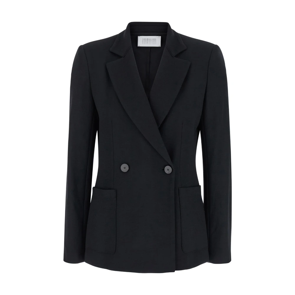 Harris Wharf London Zwarte Blazer met Schoudervullingen Black Dames