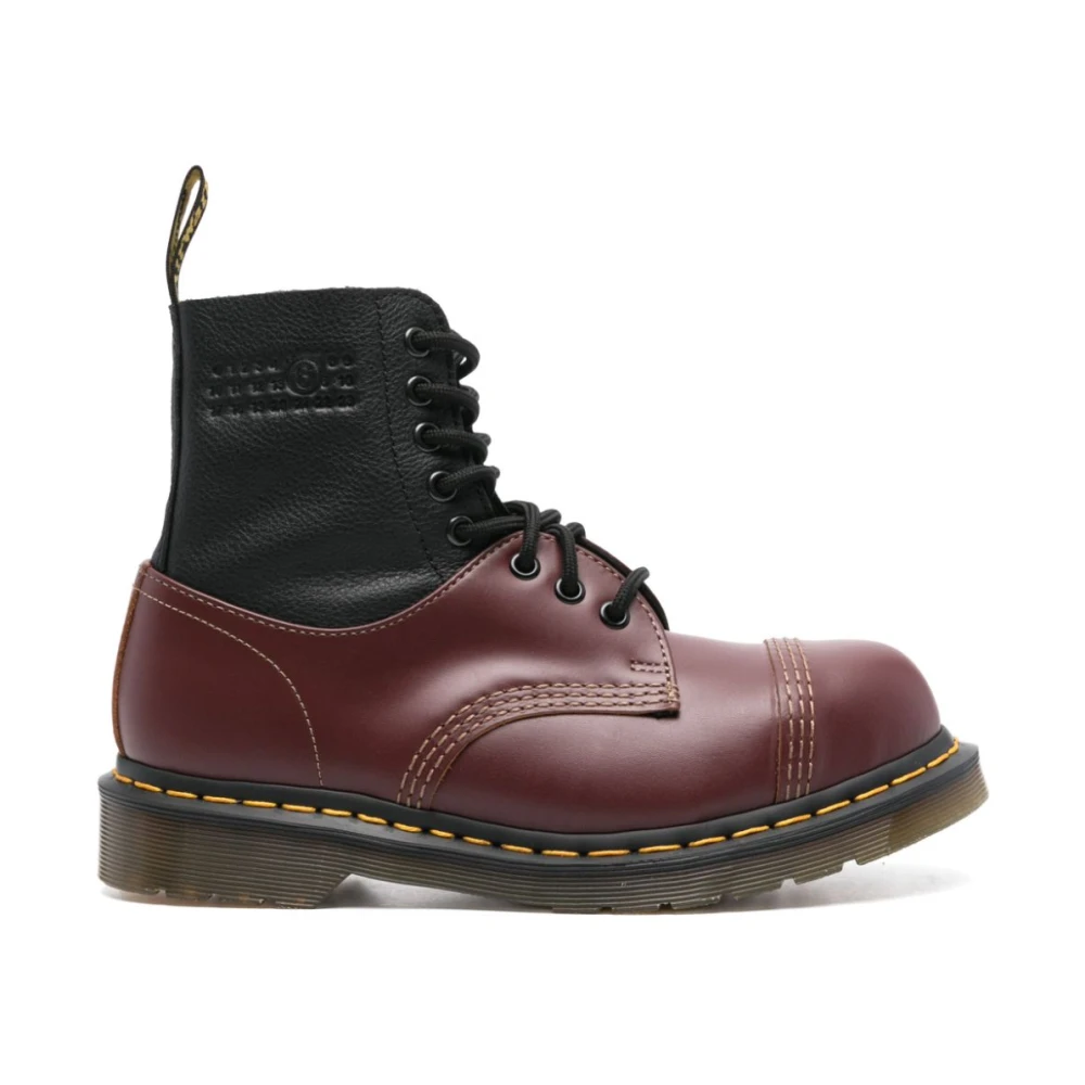 Dr. Martens Bordeaux Läderstövlar med Panel Design Red, Dam