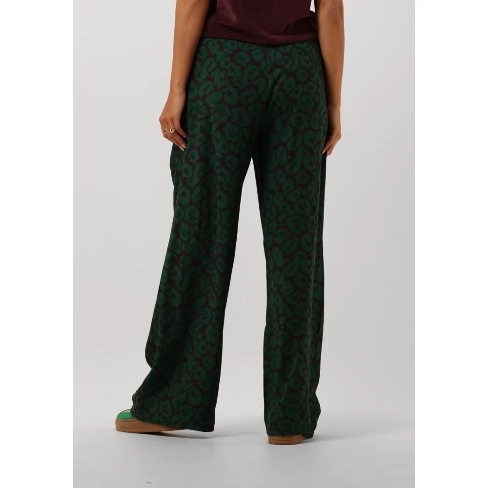 By-Bar Gestippelde Wijde Broek Green Dames
