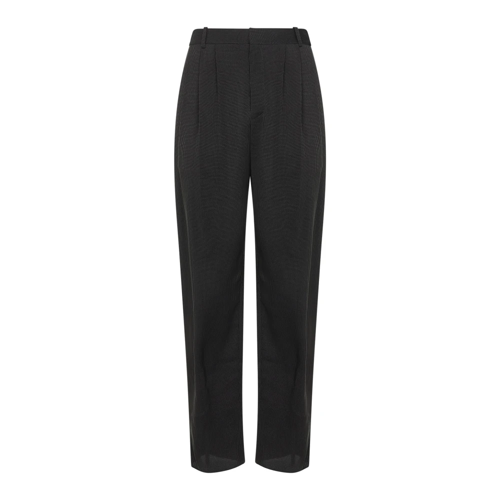 Saint Laurent Men's Black Silk Trousers Baggy Fit