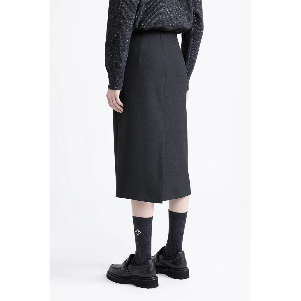 PESERICO Dubbele technische stof midi-rok Black Dames
