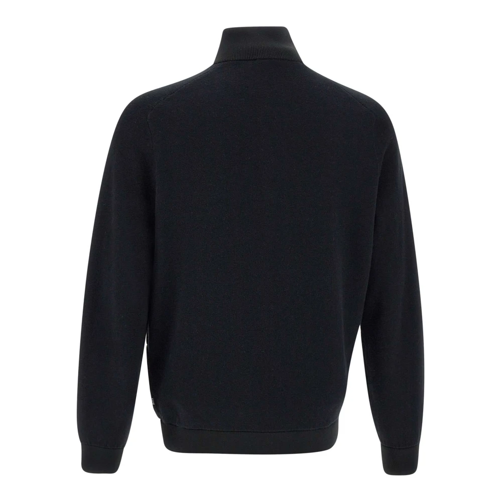 Hugo Boss Blauwe Gewatteerde Jas met Dubbele Rits Black Heren