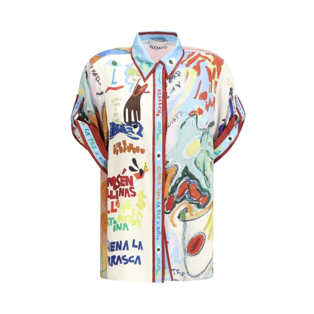 Alemais Zijden korte mouw kraagshirt Multicolor Dames