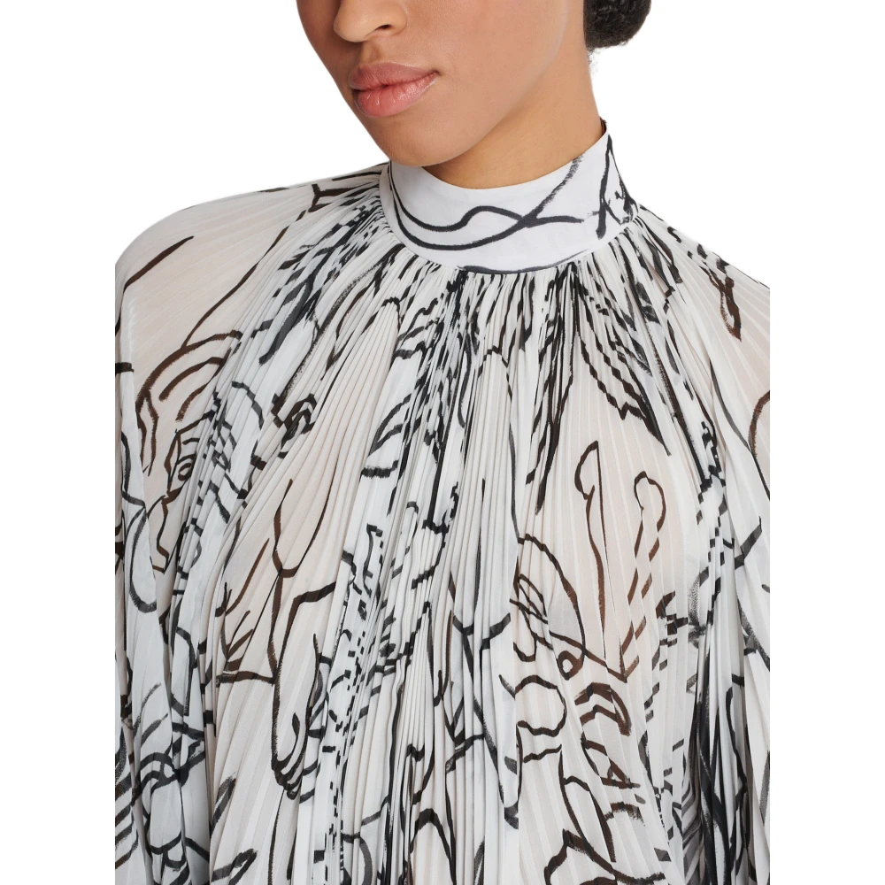 Balmain Disney x : The Lion King Korte geplooide bedrukte kinderjurk White Dames
