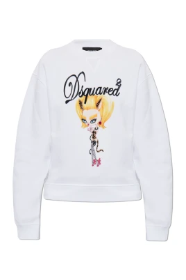 Sweatshirt med tryck och applikationer
