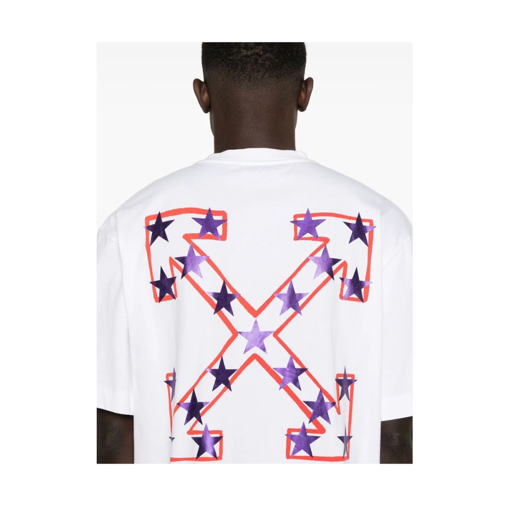Off White Wit Logo Print Crew Neck T-shirt White Heren