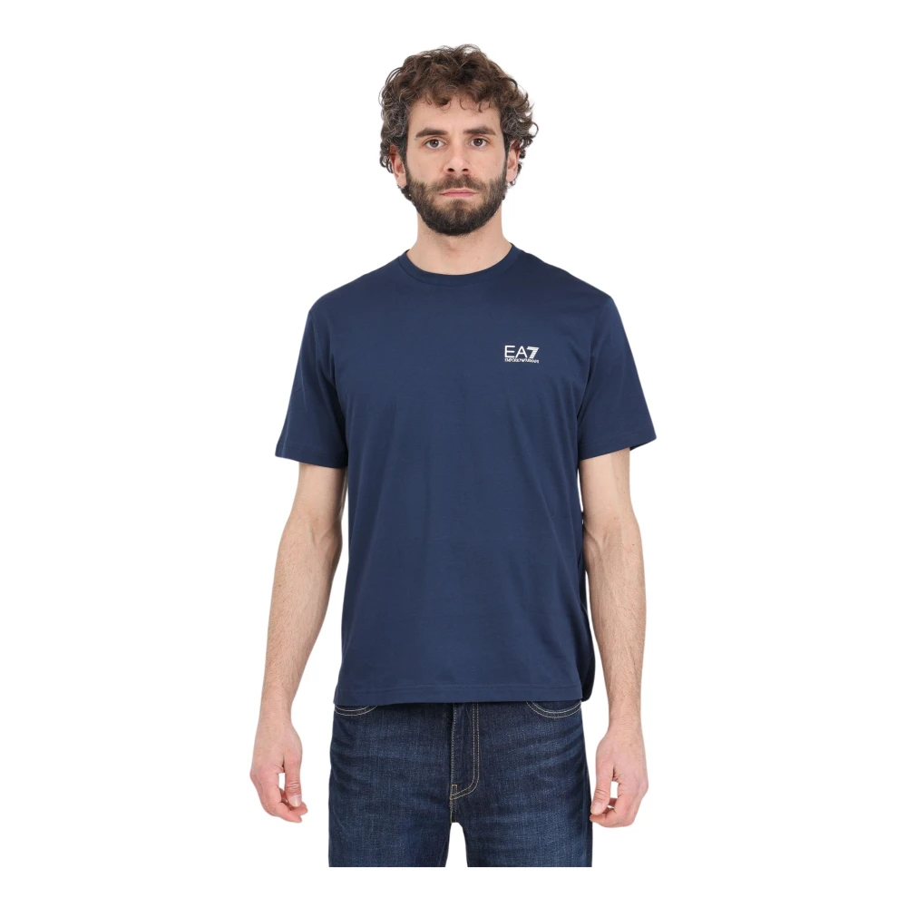 Emporio Armani EA7 Blauw Logo T-shirt voor Heren Blue Heren
