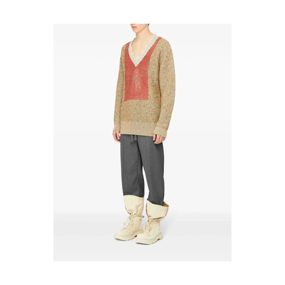 JW Anderson Kleur-Blok Gebreide V-Hals Trui Multicolor Heren