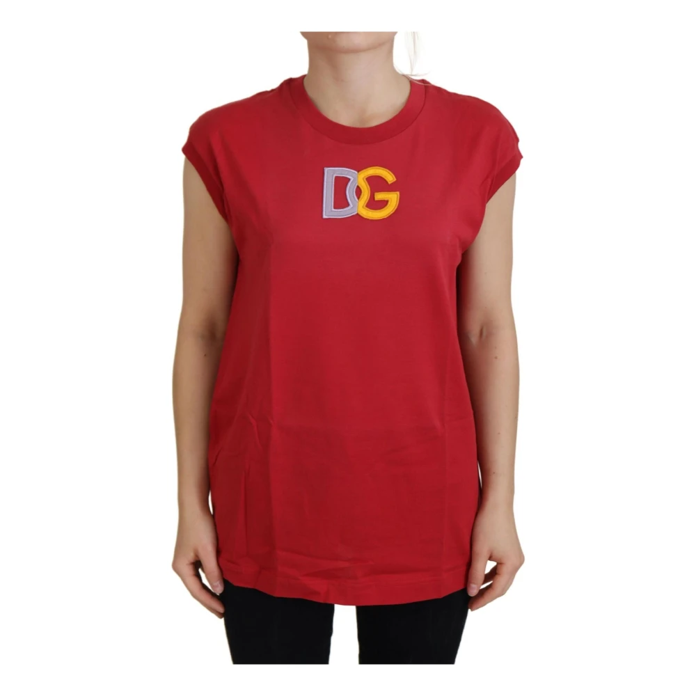 Dolce & Gabbana Rode Katoenen DG Logo Tank Top T-shirt Red Dames