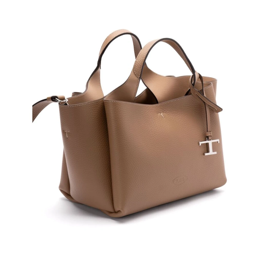 TOD'S Beige Lobster Claw Handtas met Zakken Brown Dames