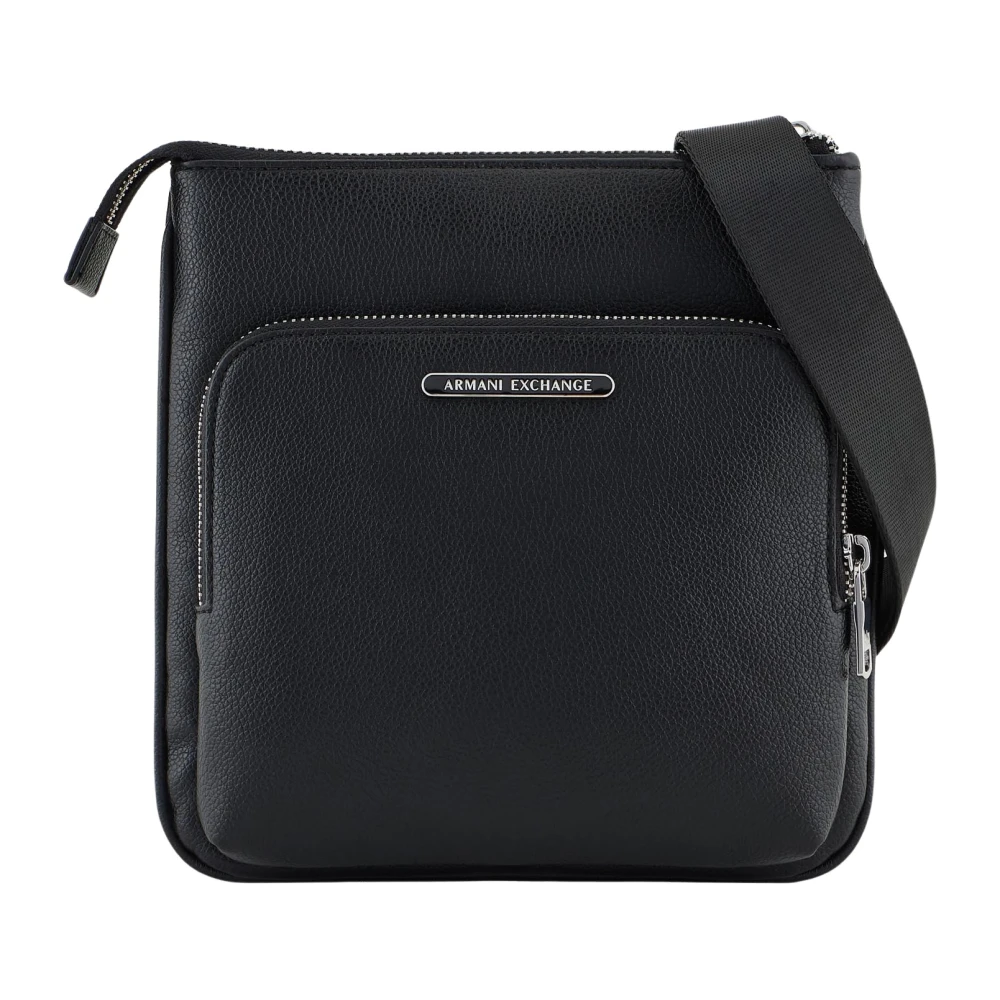 Armani Exchange Zwarte Eco-Leren Schoudertas Black Heren