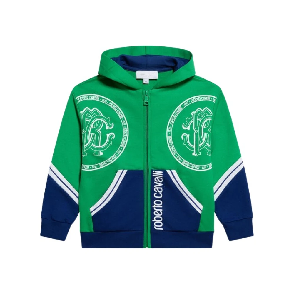 Roberto Cavalli Green Kids Sweatshirts, Male, 8 Y, Logo Sweatshirt