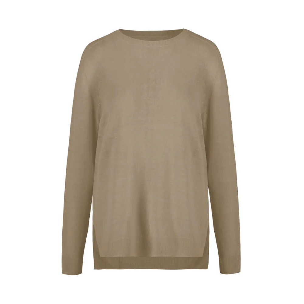 Bomboogie Women's Beige Round-Neck Knitwear, L, Long-Sleeved Crew Neck Jumper