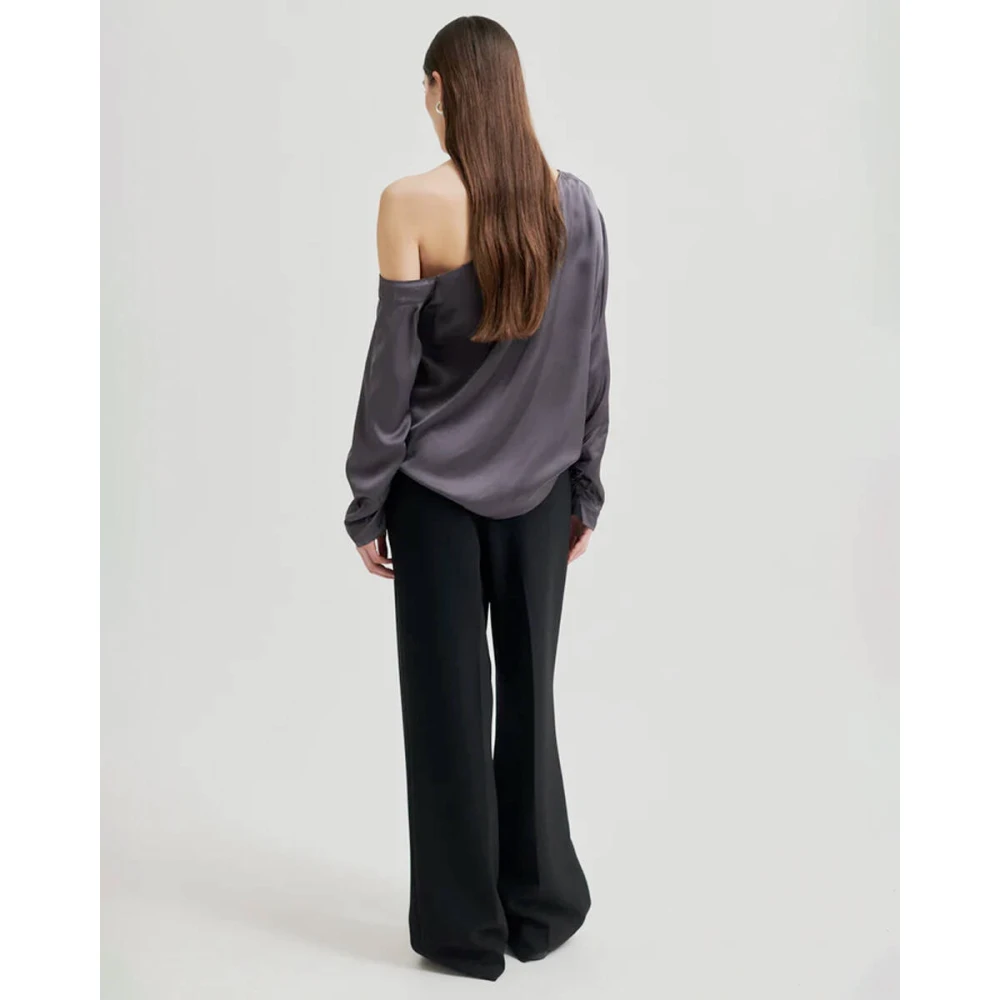Second Female One Shoulder Blouse in Livo Stijl Second Dames Gray Dames