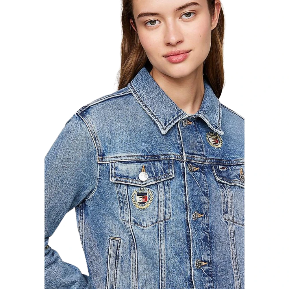 Tommy Hilfiger Denim jack met geborduurd logo Blue Dames