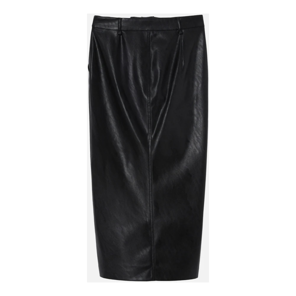 pinko Zwarte leren effect midi rok Black Dames