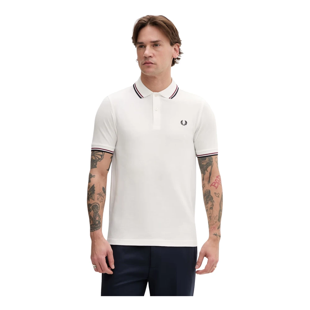 Fred Perry Herren Weiß Polo-Shirt Twin Tipped - Bild 11