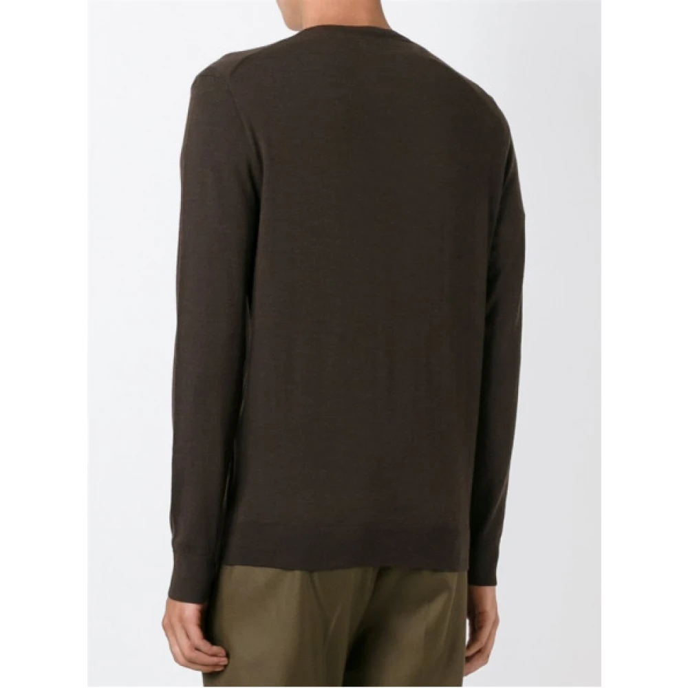 Polo Ralph Lauren V-hals wollen trui met geribbelde afwerkingen Brown Heren