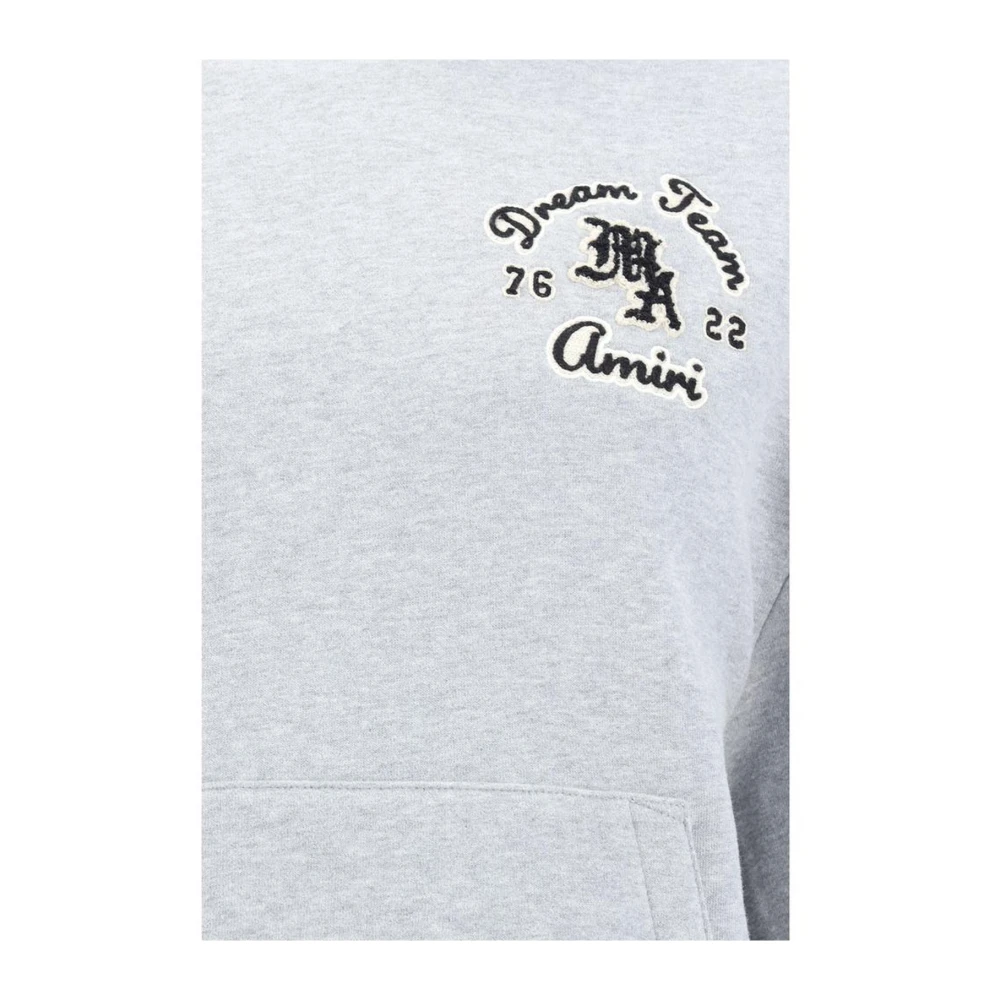Amiri Geribbelde katoenen hoodie met kangoeroezak Gray Heren
