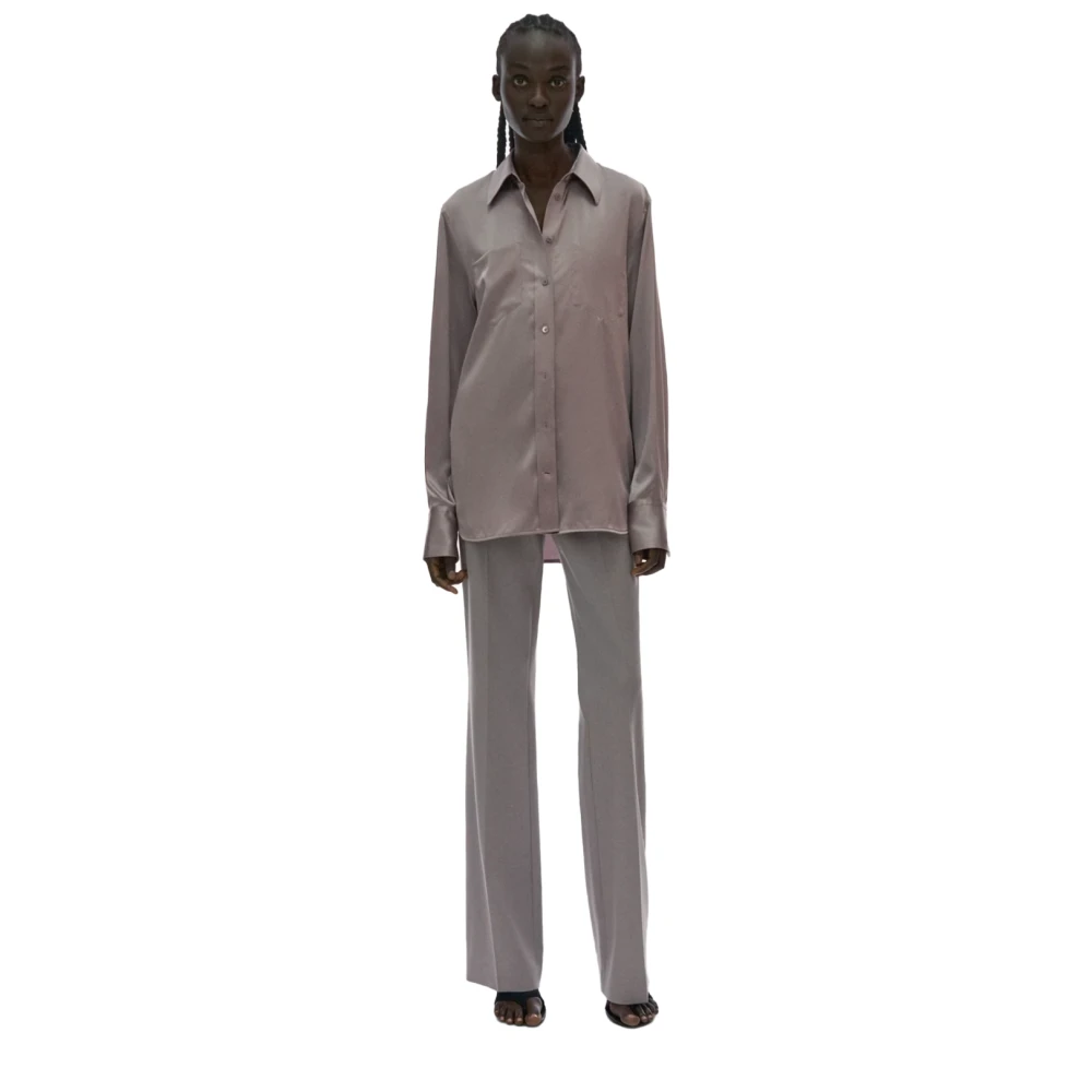 Helmut Lang Zijden Shirt Elegant Knoopsluiting Purple Dames